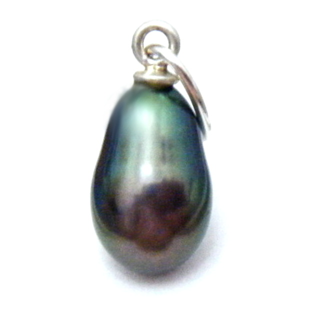 Tiny Green and Pink Tahitian Button Pearl Pendant